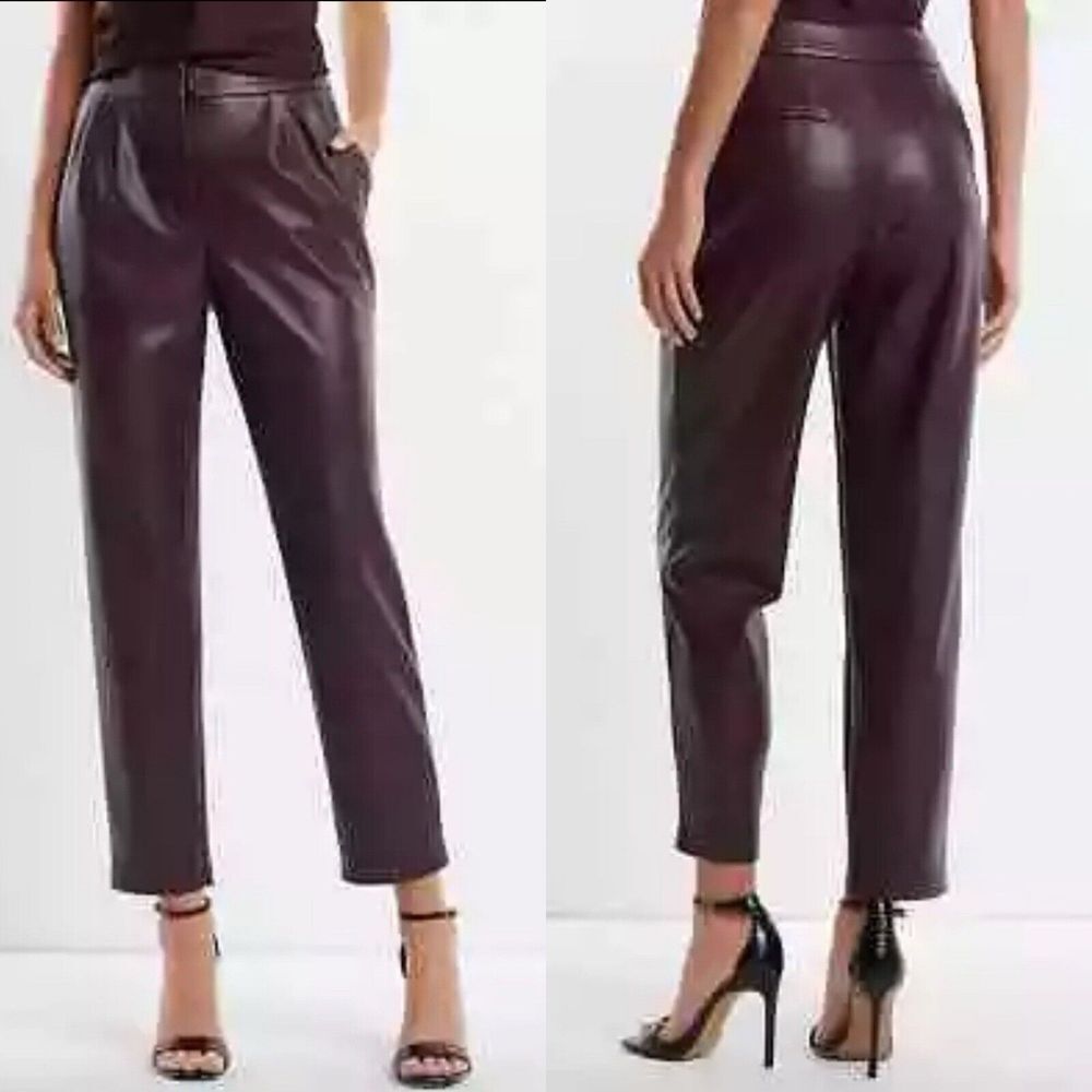 Express Plum Faux Leather Cropped Ankle Pants